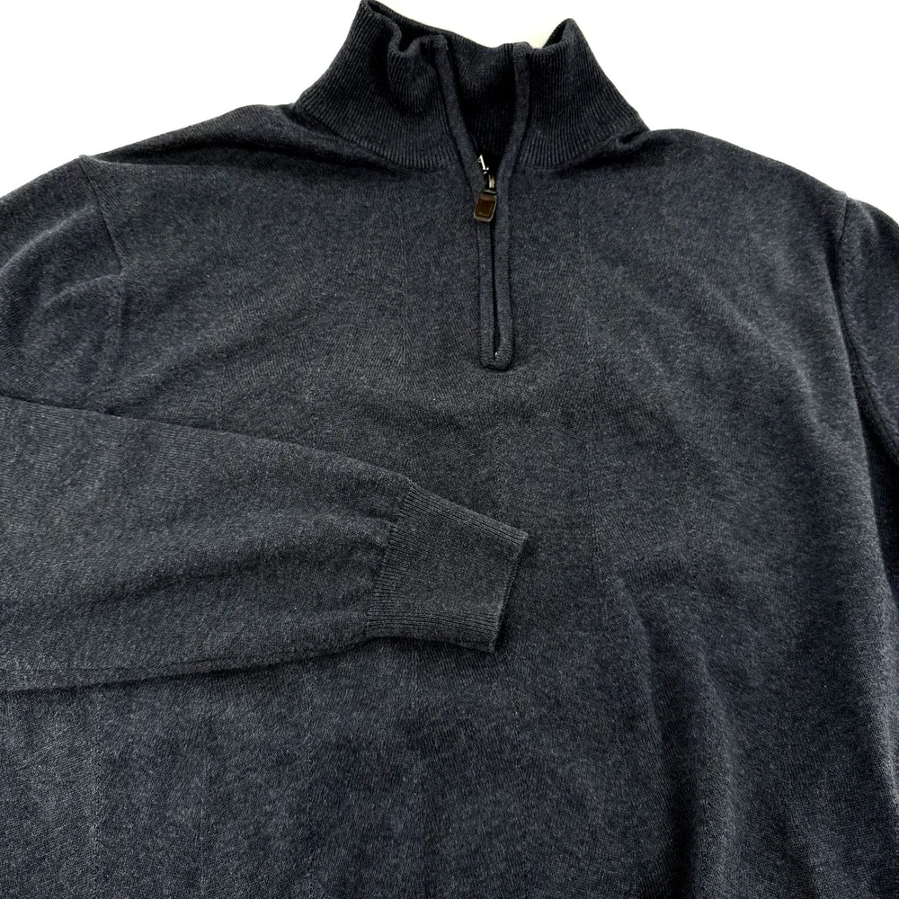 Jos. A. Bank 1/4 Zip Sweater Mens M‎ Signature Collection Pima Cotton Blue Knit